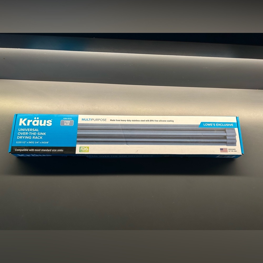 New Kraus 12.75x20.5in cyan Silicone over Sink drying mat rinse dry kitchen sink